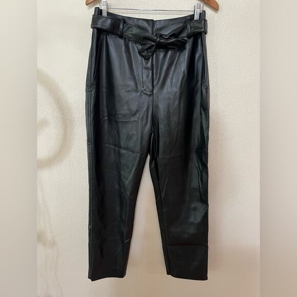Peter Som black faux leather high rise pants 14 FLAWED - Picture 2 of 11